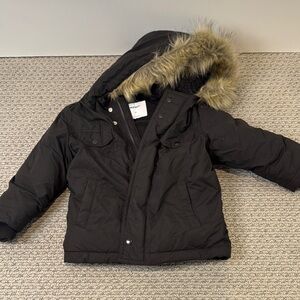 Old Navy Kids Black Hooded Jacket with Faux Fur Trim